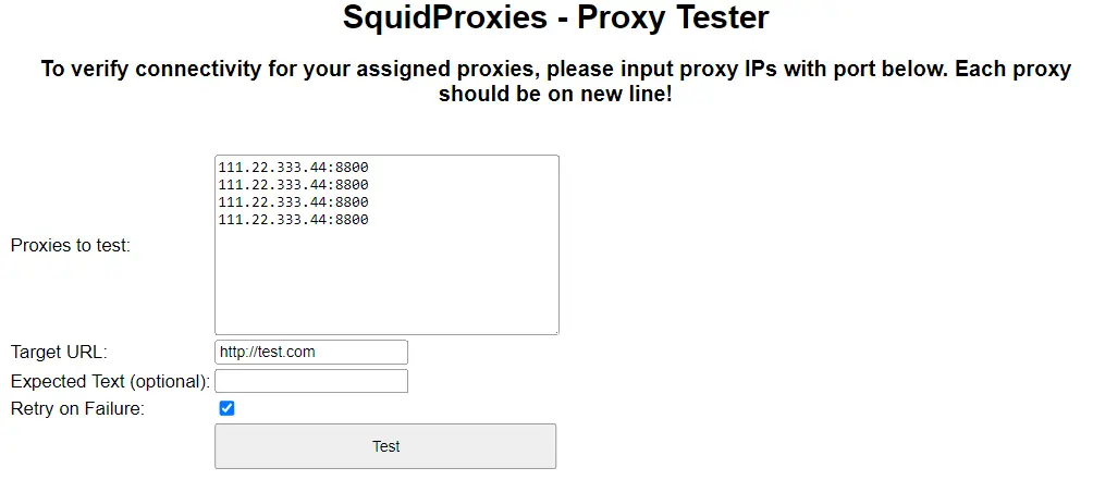Proxy Checker - How to check your poxies - Step 2